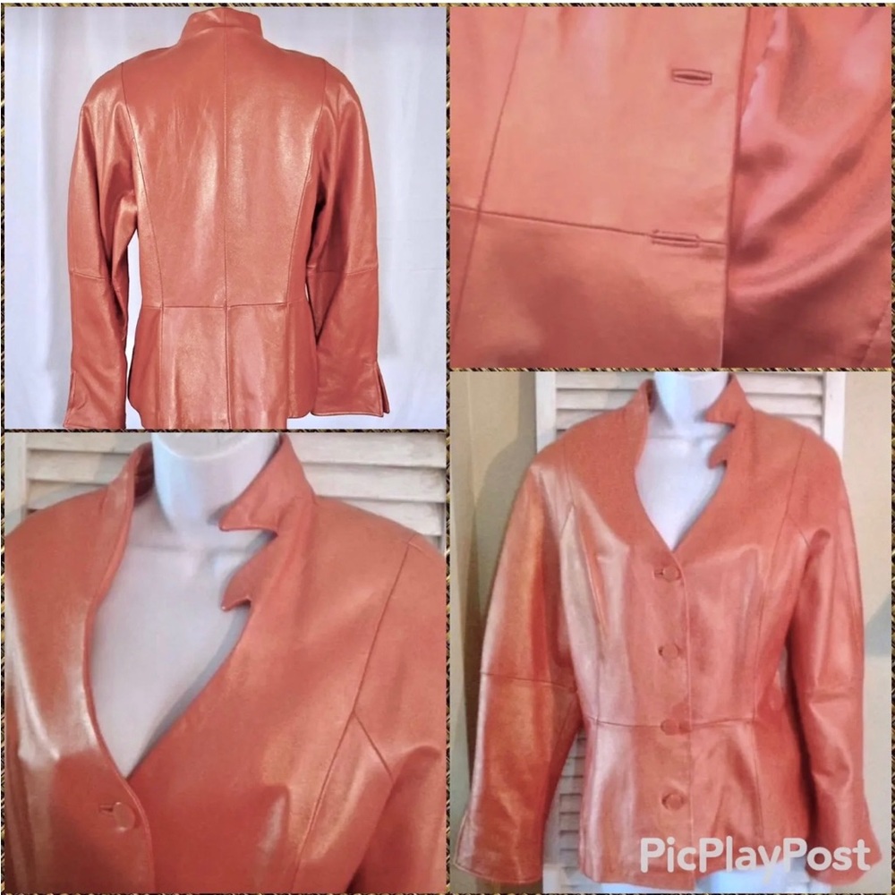 PRICE FIRM Terry Lewis Pearlescent Metallic Dramatic Napa Leather Blazer Jacket
